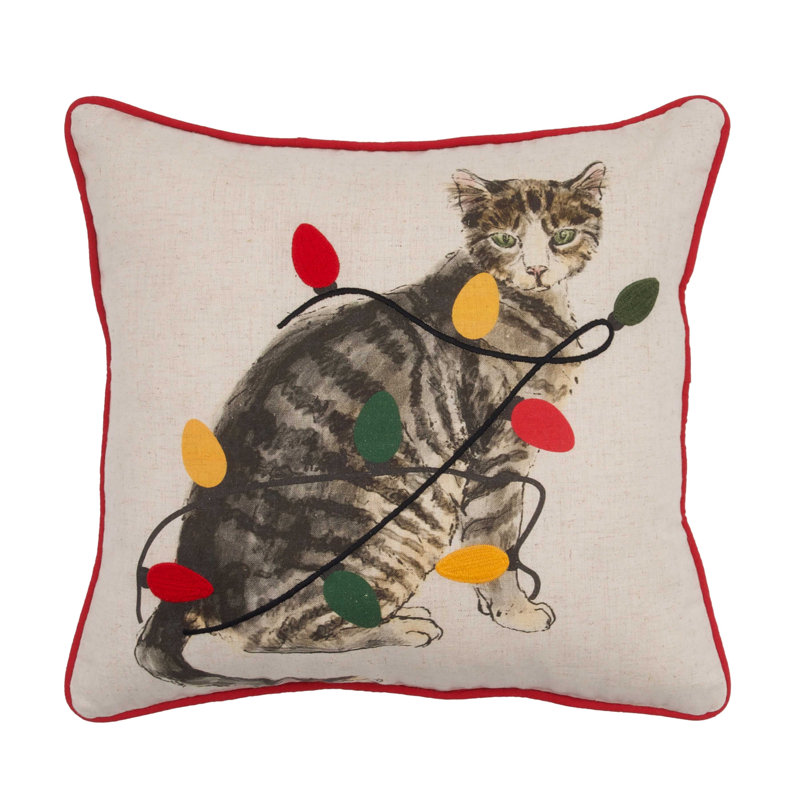 Coussin lombaire à passepoil Naughty Kitty avec ampoules 18 po x 18 po