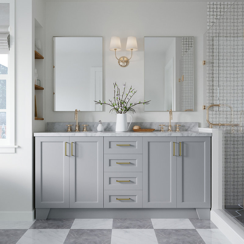 73 IN.  Single Bathroom Vanity, Oval, Gray, Carrara Marble