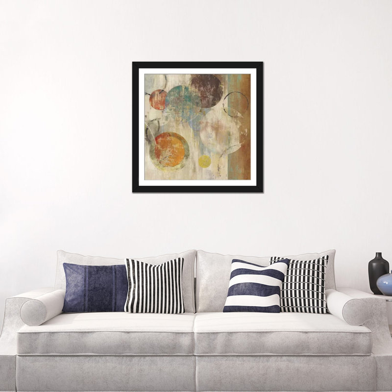 «Bubbles», impression sur toile, Blanc, H 16 po x l 16 po x P 1 po, Papier beaux-arts encadré noir