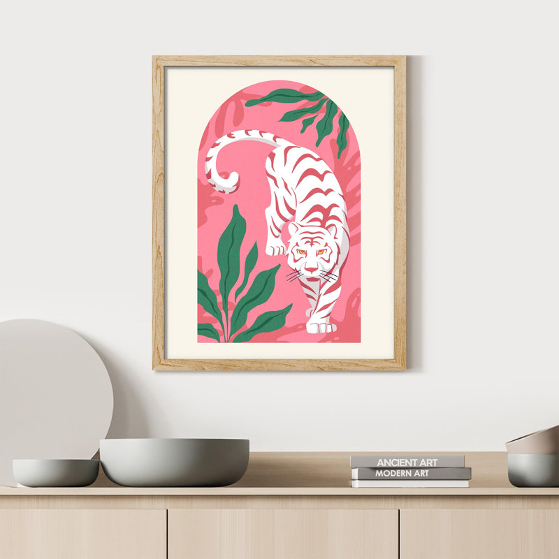 «Stalking Tiger In The Jungle» sur papier, H 10 po x l 8 po, Naturel