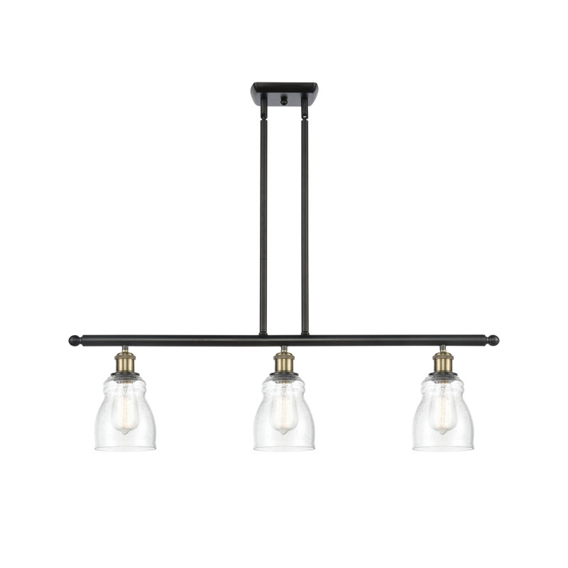 Luminaire suspendu linéaire à 3 lumières pour îlot de cuisine Mccarver, Laiton antique noir, Grainé, Ampoule non incluse