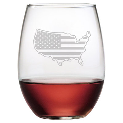 Flag Map 21oz. Wine Glass Set