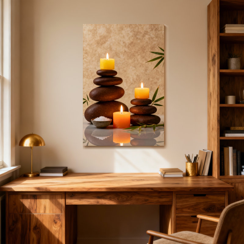 Bain et lessive Calm Stones Candles Bamboo Salt Peaceful Reflection Light, H 18 po x l 12 po
