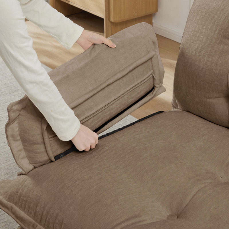 Canapé 4 places Cloud avec tissu chenille, mousse haute densité et assise profonde de 25 po, Light Coffee