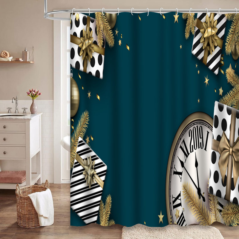 Rideau de douche bleu avec 12 crochets, L 72 po x l 84 po