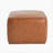 Upholstered Square PU Leather Ottoman,Tan