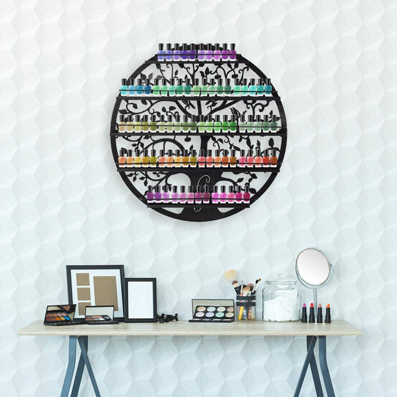 Amyris 5 Piece Circle Metal Accent Shelf, Black