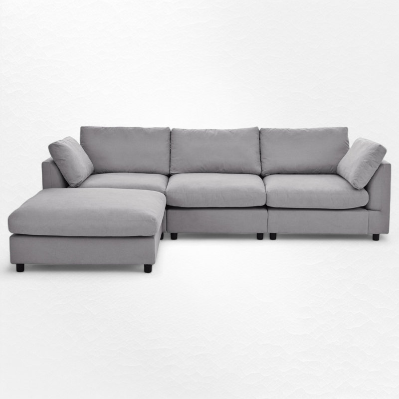 Canapé modulaire 4 pièces 4 pièces, Mélange de polyester gris