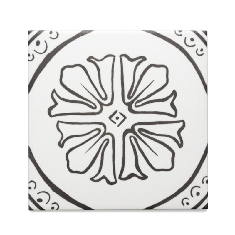 Cadence 6" x 6" Patterned Matte Porcelain Floor and Wall Tile, Black