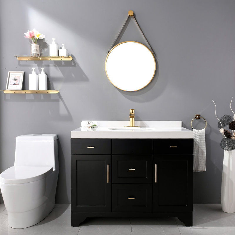 Single-handle Bathroom Faucet with Drain Assembly, Brushed Gold