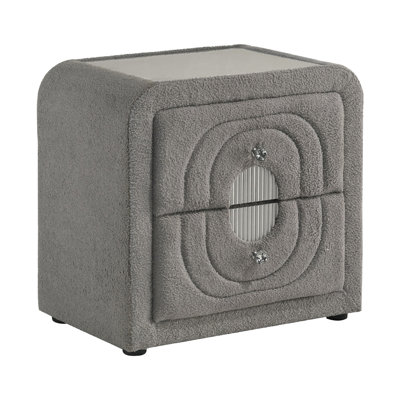Table de chevet de 67 cm (26,4 po) de largeur, en sherpa en peluche et chrome