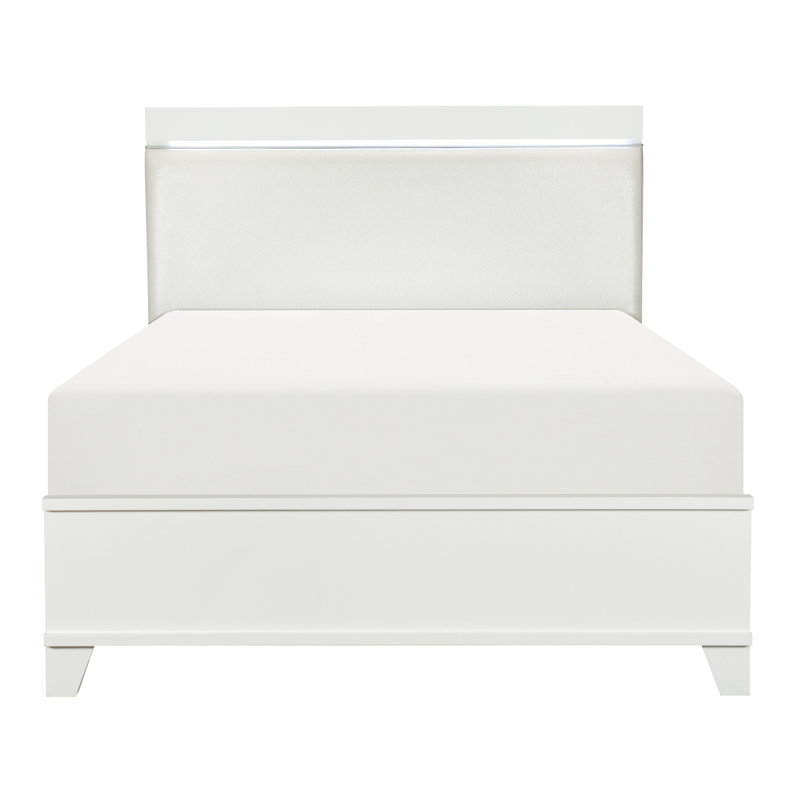 Haris Upholstered Headboard Led Bed, Full