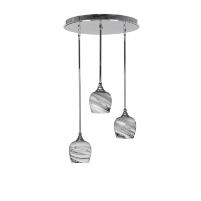 Luminaire suspendu grappe suspendu à 3 lumières Empire avec verre onyx 6 "Empire