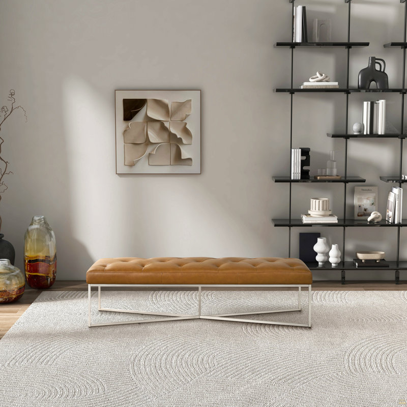 Banc en cuir brun clair Murrin