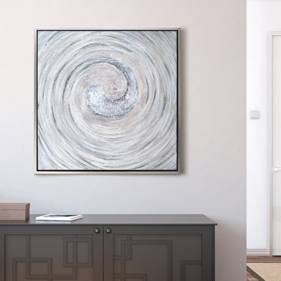 «Silver Swirl Textured Metallic» par Martin Edwards - cadre flottant, reproduction d'art sur toile