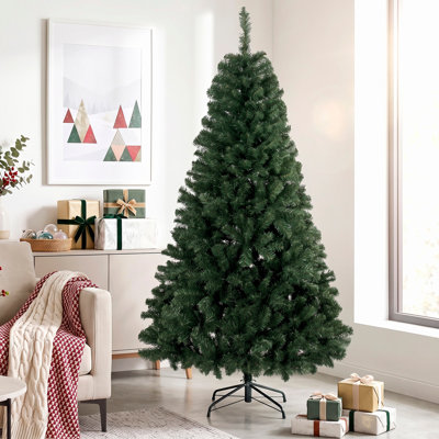 6ft Norwegian Spruce Artificial Christmas Tree with 888 Branch Tips, Foldable Metal Stand, Easy-Assembly Hinged Design, Full Xmas Tree for Home Office