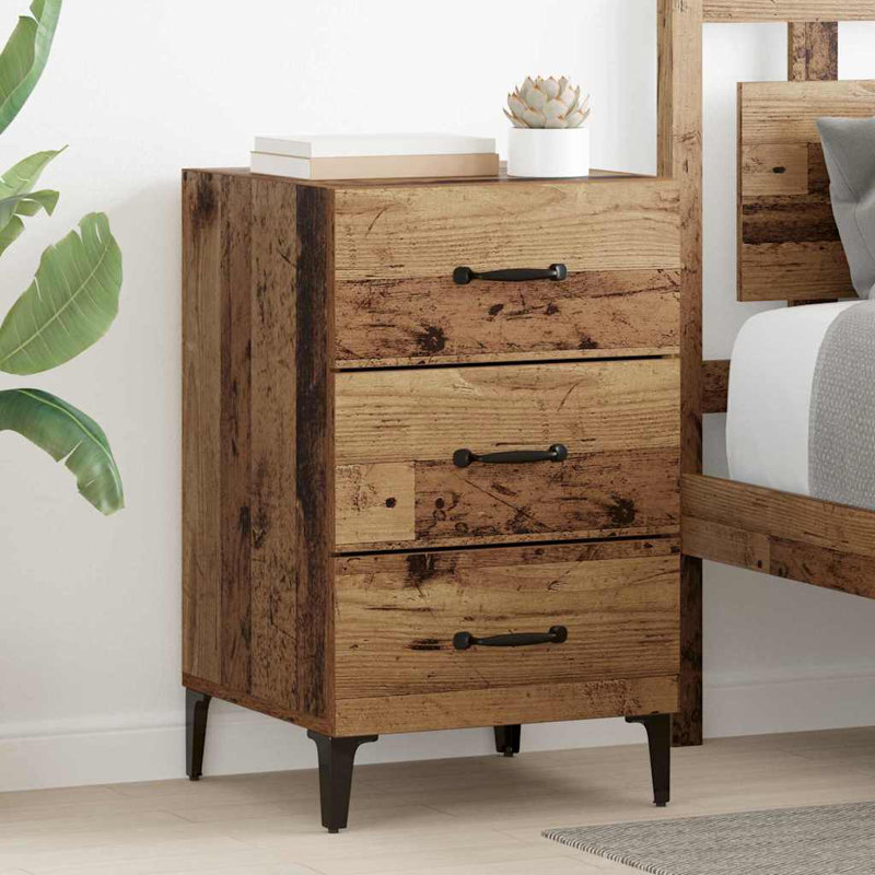 40cm W Manufactured Wood Bedside Table, Old Wood