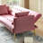 Pink Velvet Convertible Futon Sofa Bed With Tufted Design & Gold Legs-1642486519