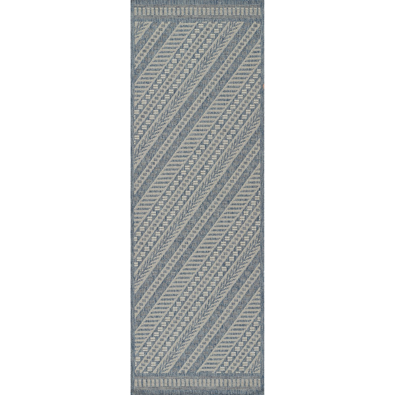 Tapis intérieur / extérieur bleu Fecteau, Tapis de couloir 2 pi 7 po x 7 pi 6 po