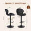 Modern Faux Leather Black Bar Stool, Armless Kitchen Island Counter Stool With Back Support, Swivel, Set Of 2 Or 4