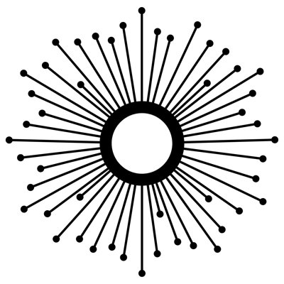Modern Mid-Century Sunburst Round Metal Wall Decor With Radiating Spokes, Geometric Circular Metal Wall Art For Living Room Dining Room Bedroom