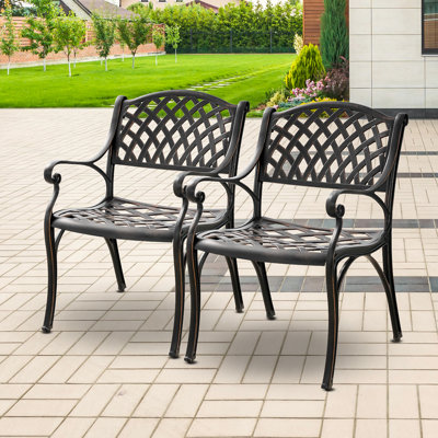 Chaises de patio en fonte d'aluminium avec accoudoirs pour le jardin, bronze
