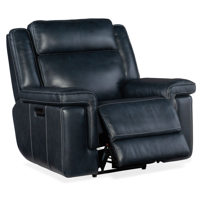 Montel Lay Flat Power Recliner with Power Headrest & Lumbar, Blue