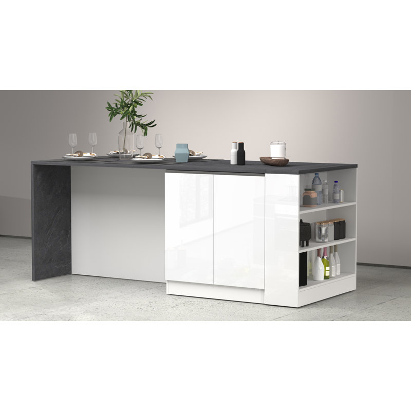 SOLE Wood Kitchen Island, White/Grey