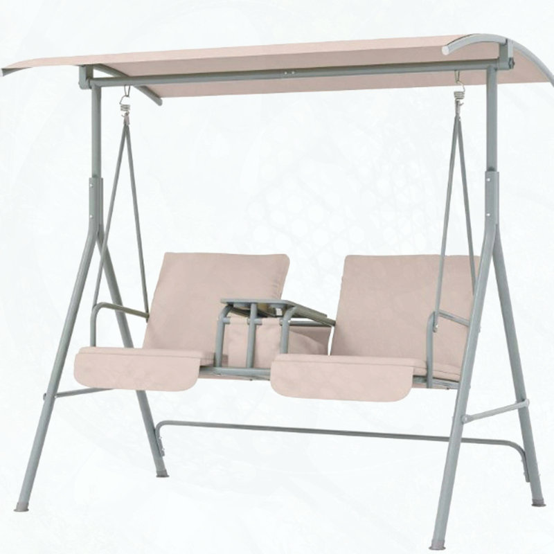 Balancelle d'extérieur avec auvent et rangement, Beige