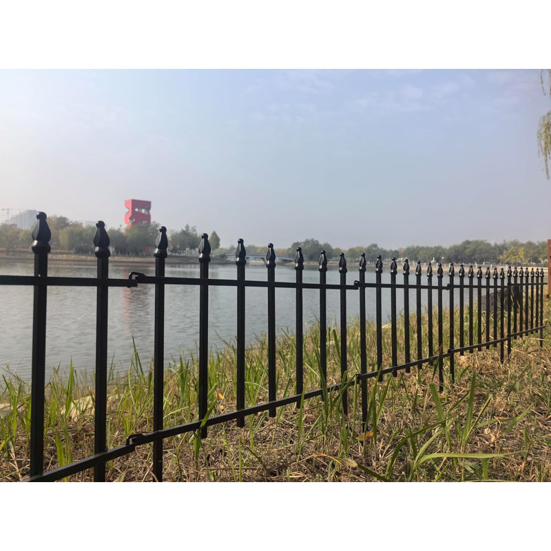 Outdoor Decorative Metal Garden Fence Panels Picket Design Anti-Rust Fencing Panels Animal Barrier, 5 Panels, 45cm H x 56cm W