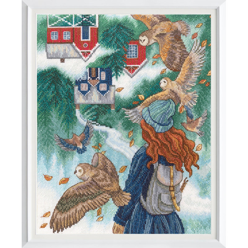 Trousse de broderie au point de croix comptée Changes Owls and Girl de RTO M982