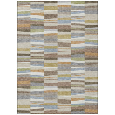 Machine Washable Indoor/Outdoor Chantille ACN2575 Stripes Rug