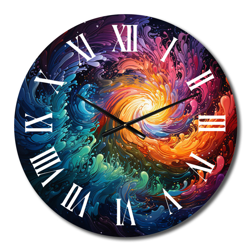 Horloge murale Neon Spin I - Spirales abstraites, Petit