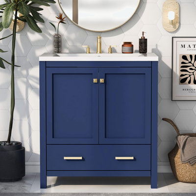 Roseleen 30'' Single Bathroom Vanity with Ceramic Top