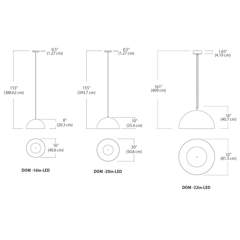 Domos 1 - Light Single Dome Pendant, Gold/Black, 8" H x 16" W x 16" D, No