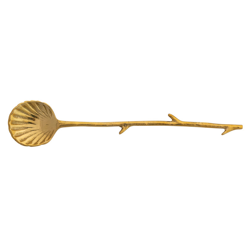 Brass Shell-Shaped Spoon with Twig Handle