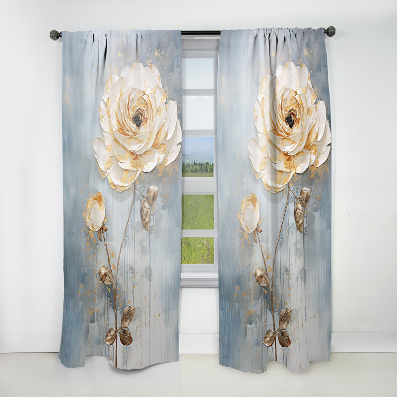 Errin Ranunculus Radiance Treasure VI - Traditional Velvet Curtain - Room Darkening - 1 panel, 52" W x 63" L