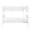 Lit simple au-dessus d'un lit superposé, finition blanche, construction en bois, garde-corps sécurisés, pratique, pas de sommier tapissier, rails classiques sur le dessus du lit supérieur, conception, lattes pour les deux lits, grands espaces de couchage partagés-1128570853-1128570843