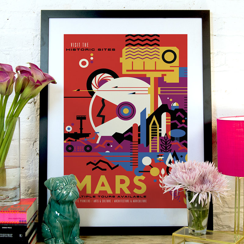 « visions of the future series mars »-impression sur papier, H 32 po x l 24 po x P 1 po, Papier encadré noir