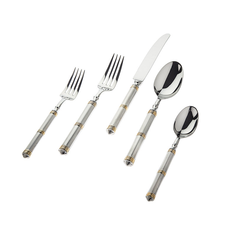 Ensemble de 5 pièces Castello en acier inoxydable doré 18/10, service pour 1 personne