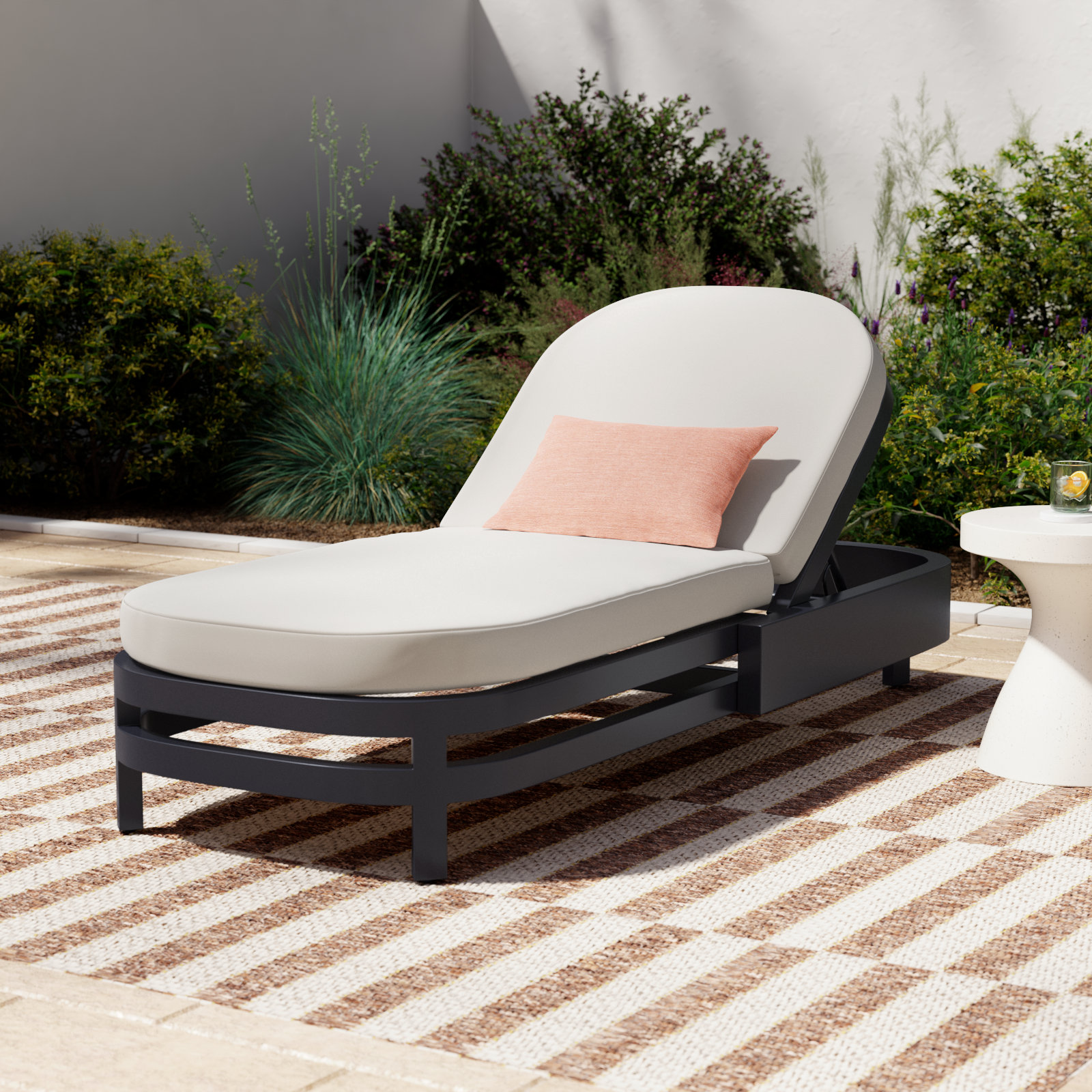 Everlee 32" Sunbrella® Patio Chaise Lounge Set, White Sunbrella®