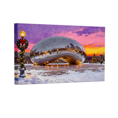 «Christmas Chicago Cloud Gate», ensemble de 3 reproductions d'art sur toile