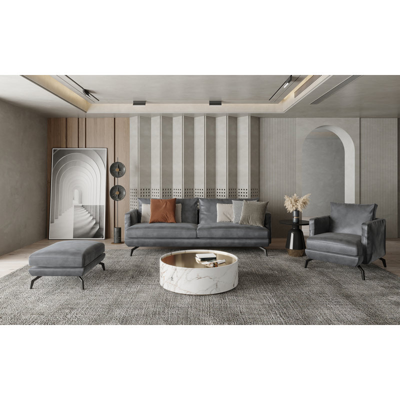 Unic Velvet Armchair, Light Grey