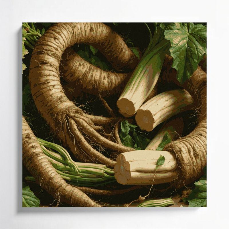 Légumes, art mural sur toile brun Yuca, H 8 po x l 8 po