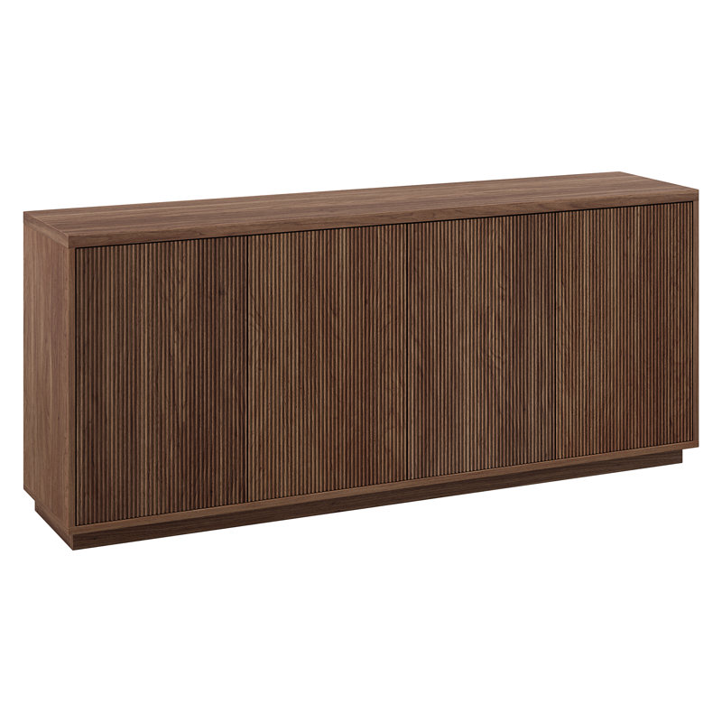 Alston 68" Wide Rectangular Fluted Buffet Table, Satin Walnut