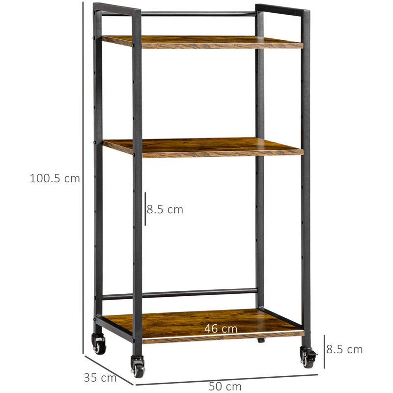 Lunar 100.5cm H x 50cm W Utility Cart with Wheels