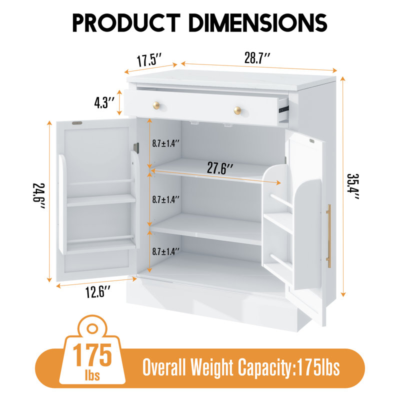 Armoire-bar 35,5 po avec garde-manger 35 po, Blanc