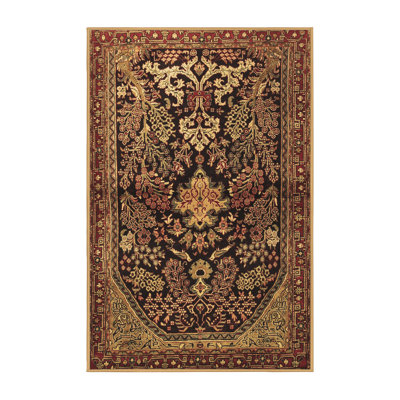 Tapis oriental brun / noir / vert en laine / polyester tissé à la machine 8 pi x 12 pi Jian