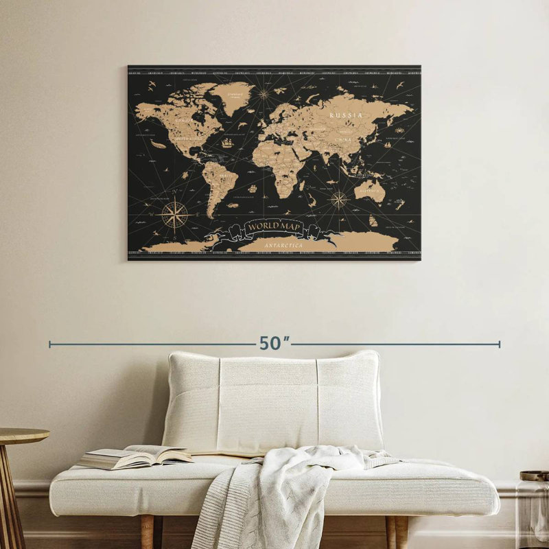 Aliaz Grand World Map, 26" H x 39" W