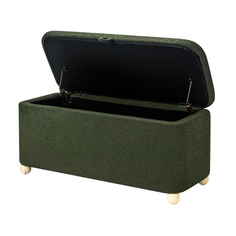 Banc de rangement en velours, Ours en peluche vert